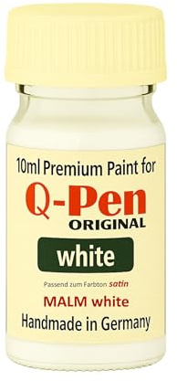 Q-Pen Original MALM weiß - white - blanc Satin - Farbanmutung LACKSTIFT – Premium Möbelretusche – 10 ML – Handmade in Germany