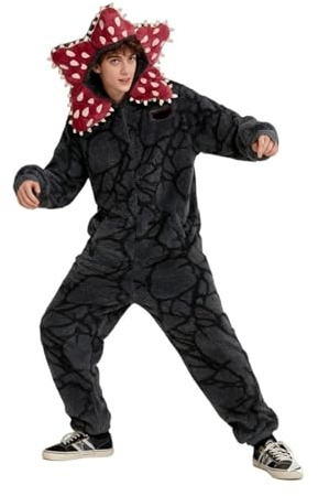 ANQKYO Mono Démogorgon Disfraz The Devil King Disfraz Mono, Planta Carnívora Unisex con Capucha Pijama Mangas Largas, Ropa De Dormir Lana for Adultos, Traje Una Pieza(L-Small)