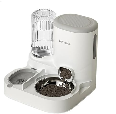Awwertse Pet Automatic Feeder 2 in 1 Dog Cat Food Container Water Fountain Large Capacity Stainless Steel Pet Feeding Bowl Pet