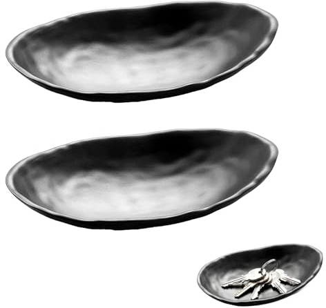 AOQCFS 2er Set Schlüsselschale, Deko Schale und Ablageschale – Schwarz, für Schlüssel, Schmuck & Münzen im Eingangsbereich