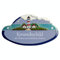 Handarbeit aus Schleswig-Holstein Keramikschild 18,0 x 10,0 cm In Wolken ragender Leuchtturm (hellblau)