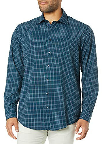 Greg Norman Herren Harbor L/s Woven Sport Shirt Langärmelig, Navy, Medium