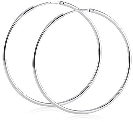 Materia Damen Creolen 585 Weißgold 14K Gold Ohrringe 39mm groß flexibel GO-1