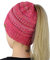 WEKNOWU Damenhut, Soft Stretch Zopfmuster Unordentlich High Bun Pferdeschwanz Mütze (Rot&Weiß)