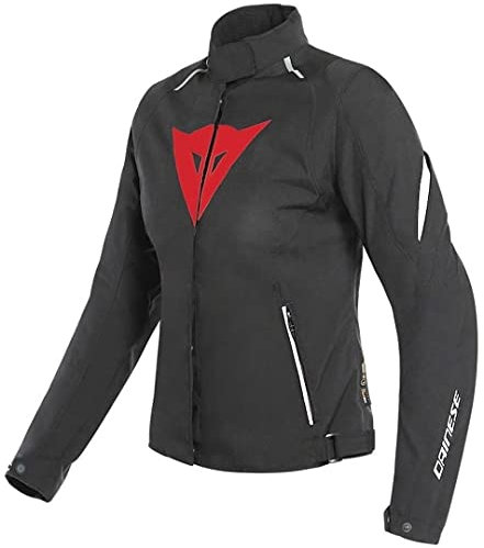 Dainese Laguna Seca 3 Lady D-Dry Jacket, Motorradjacke Wasserdicht Cordura, Damen, Schwarz/Lava Rot/Weiß, 40