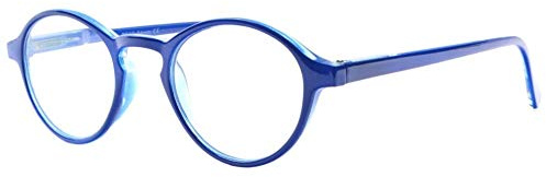 Lesebrille, rund, blau, modisch, Saxy, Größe: Dioptrien 2,5, Farbe: Blau, Uni