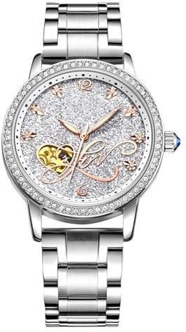 rorios Armbanduhren Damen Automatische Mechanische Uhren Leuchtend Sternenklarer Himmel Zifferblatt Edelstahl Band Damenuhren