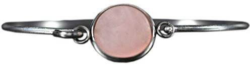 Rosenquarz Armreif Edelstahl Edelstein Silber Personalisierbar Armband Hochzeit Braut Geschenk für Sie