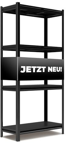 ALL Premium Metallregal Schwarz Schwerlastregal 180x90x40cm - 1000 kg Traglast 100% Kaltgewalzter Stahl - Kellerregal Metall, Steckregal Metall, Lagerregal für Garage, Werkstatt & Keller