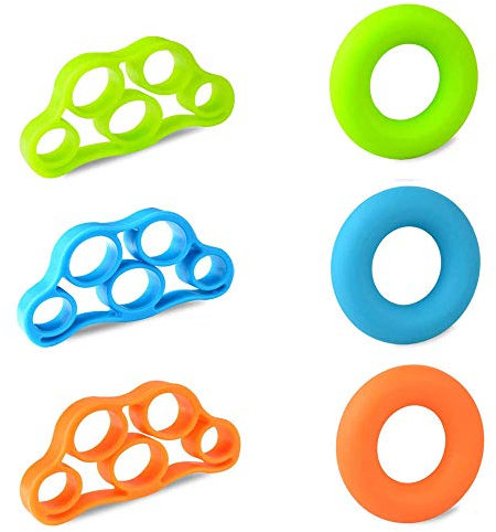 DAIRF Handtrainer Ring Silikon, 6 Stück Fingertrainer, Griffkraft-Trainer entlasten Handgelenk-und Daumen-Schmerz, Karpaltunnel