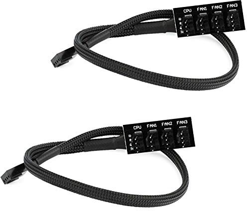 Greluma 2 Piezas Concentradores de Ventilador PWM de 4 Pines, Adaptador de Cable de Conector Divisor Múltiple de Alimentación de Ventilador de CPU/Carcasa para Computadora de 12 V