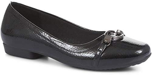 Slip-On Ballerina Pumps - Black Patent Size 7