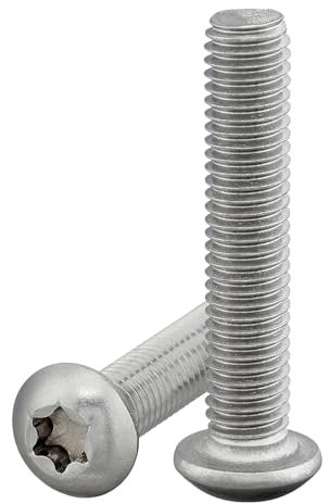 Vis à tête bombée avec six pans creux/Torx (ISR, TX) selon la norme : ISO 7380-1 en acier inoxydable A2 V2A Filetage complet semi-circulaire plate (25 pièces, M6 x 30 mm).