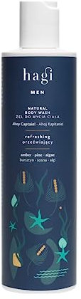 Hagi Natürliches Duschgel für Männer Ahoy Kapitän! Mit Algen, Aloe Vera Saft und Bernsteinextrakt, Hydratation, Schutzbarriere, Hauterweichung, Entzündungshemmend, Antirheumatisch, 300 ml