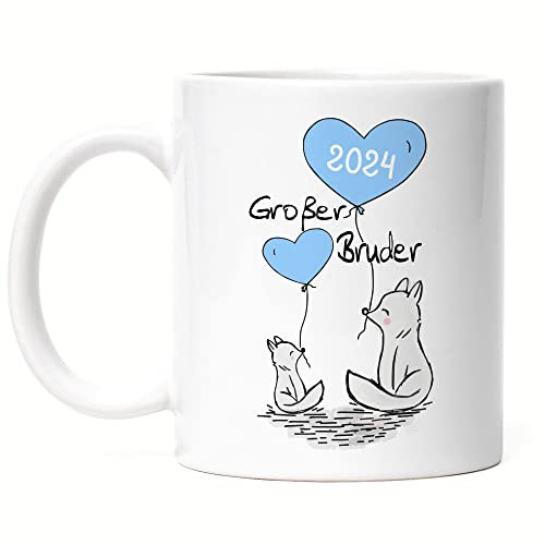Hey!Print Großer Bruder 2024 Tasse Ankündigung Schwangerschaft Brüder Kinder Babynews Süßes Motiv