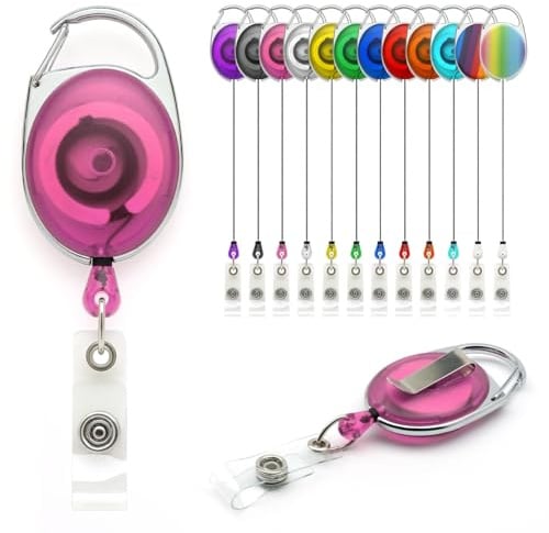 Rosa Ausweisjojo Schlüssel JoJo mit Gürtel Clip Spulen 10 Stück, Ausweis für ID Badge Holder Yoyo Einziehbarer Kartenhalter Schlüsselkarten Schlüsselanhänger Set Schlüsselring Retractable