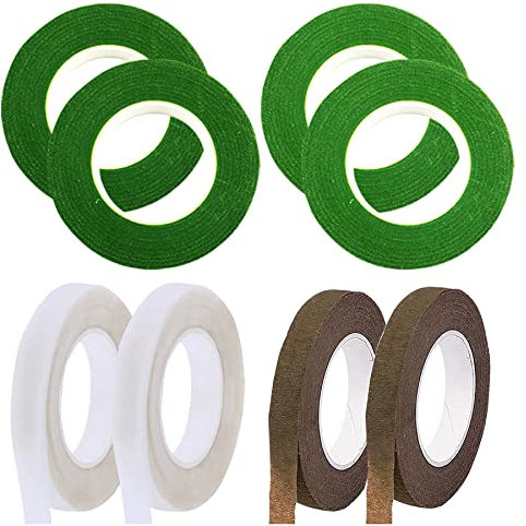 Woohome Rubans de Fleuriste, 8 Rouleaux Florale Rubans Jardinage pour des Décorations de Bouquet Mariage Fleurs Artificielles Artisanat 12MM 30 Verges/Rouleaux