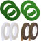 Woohome 8 pezzi Florist Stem Stiel Band Decor Band 1/2 pollici x 90 piedi Floral Wire Tape per mazzo Stem Wrap Florist (verde, marrone e bianco A)