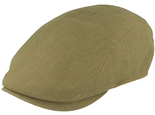 Breiter Herren Schiebermütze Flatcap Schirmmütze Leinen Innenfutter (as3, Numeric, Numeric_58, Oliv)