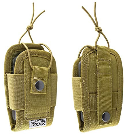 caseroxx Funkmelder-Molle Tasche kompatibel mit Airbus-, Motorola Tetra Pager, etc. [Schutz Holster mit Gürtelschlaufe und variablem Kordel-Riemenverschluss in beige]
