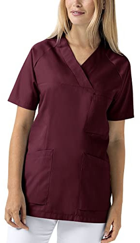 AT YOUR SIDE Schlupfkasack Damen Kasack | Kasacks Damen Pflege | Schlupfkasack für Altenpflege & Krankenpflege | Medizinische Berufskleidung | Bordeaux L