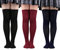 FGFD&OU Calzini da Ginocchio Coscia da Donna Calze Sopra il Ginocchio Calzini Lunghi Termici Calze Natalizie Calze Stivali Calze di Coscia Alta Retro per Lady e Ragazze (3 paia-Nero+Rosso+Blu)