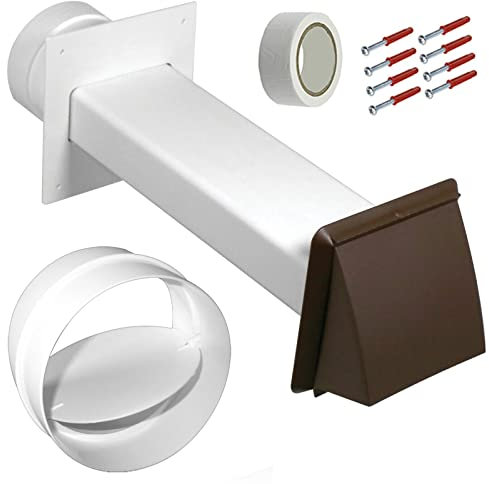 SPARES2GO Universal Tumble Dryer Vent Kit Non Return Flap External Wall Duct Pipe Venting (Brown, 4 / 100mm)