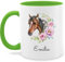 Tasse Tassen 325ml - Pferd Pferde - Wunschname Pferdekopf Name I Pferdemotiv I Geschenk Pferdemädchen - 325 ml - Hellgrün - personalisieren reitersachen pferden horse glühweintassen