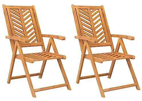 vidaXL Gartenstühle Verstellbar 2 STK. Massivholz Akazie