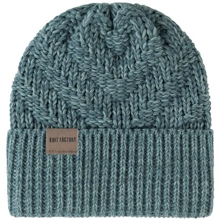KNIT FACTORY - Sally Mütze - Strickmütze für Damen und Herren - Beanie - Wintermütze mit Wolle - Robusten Look - Hochwertige Qualität - Laurel/Stone Green