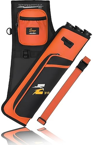SUNYA Archery Hip Quiver for Arrows. Includes 3 Tubes Arrow Holder, Accessories Pockets and Waist Belt. Fit for Compound and Recurve Bow Practice.