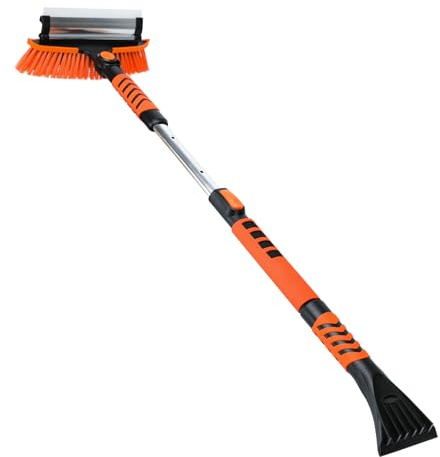Ajimy 3-in-1-Schneebürste und Eiskratzer für Auto-Windschutzscheibe, 106,7 cm, ausziehbar, strapazierfähig, Schneebesen, Fahrzeug, Schneeentfernungswerkzeug für Auto, SUV, LKW