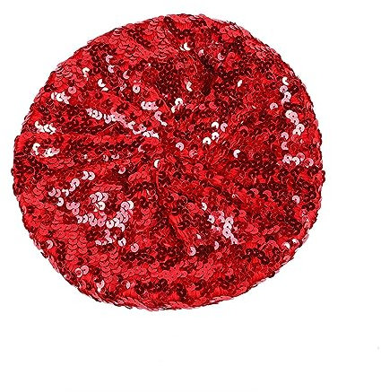 Baskenmütze Damen Pailletten Mütze Glitzer Barett Beret Kopfbedeckung Party Franzosenmütze Disco Damenmütze Paillettenmütze Karneval Kostüm Zubehör Damen Baskenmütze mit glitzernden (Red, One Size)