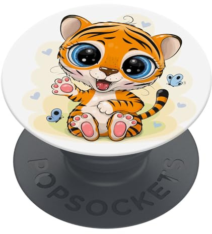PopSockets | PopGrip | Ausziehbarer Halterung und Griff für Smartphones und Tablets | Fingerhalter Basic Happy Cat