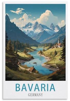 LHJOIUN Bayern Deutschland Vintage-Reiseposter, 20 x 30 cm, Kunstdruck auf Leinwand, für Wohnzimmer, Schlafzimmer, Heimdekoration, moderne Kunst
