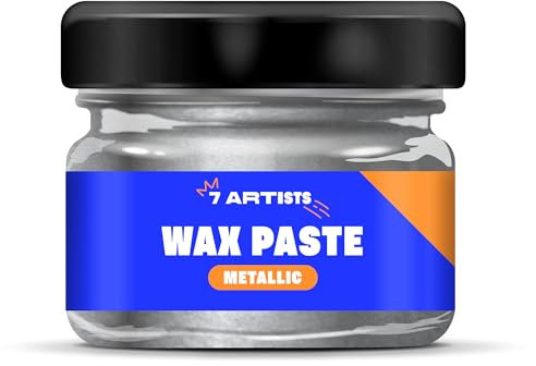 7 Artists Cirage Argentée 20 ml Wax Paste Metallic Silver | Patine Metal | Cire Argentée | Cire Effet Metal | Pate a Argente | Cire pour Peinture | Patine a la Cire | Wax Metallic Finish
