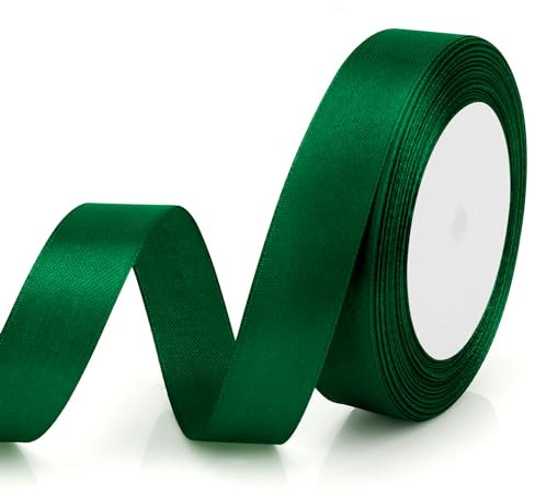 Geschenkband Grün Satinband Grün 20mm, 23m Schleifenband für Geschenkverpackung Gurtband Satinbänder Geschenkband Breit Festival Bänder für Weihnachtsgeschenke Weihnachtsbaum Hochzeit Dekoration