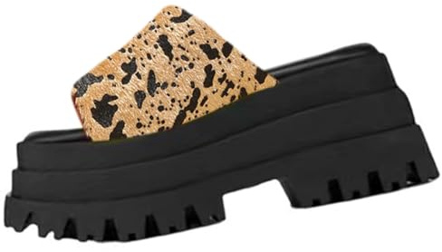 Ulalaza Donna Sandali Estate Comodi Antiscivolo Punta Aperta Platform Leopard Print 37 EU