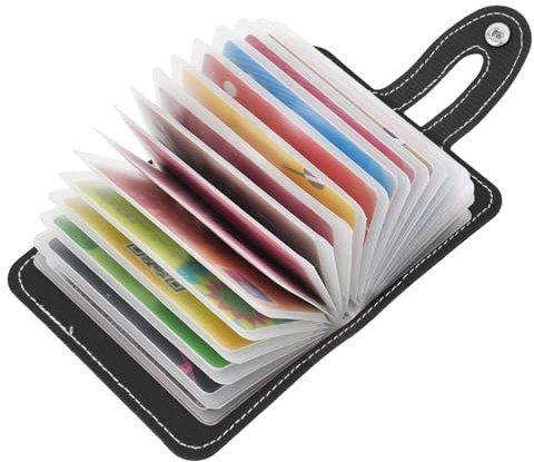 Shengxi Porte Carte de Crédit pour Femmes Homme, Porte Cartes de Visite PU Cuir Sac à Main Portefeuille pour 26 Carte (Noir)