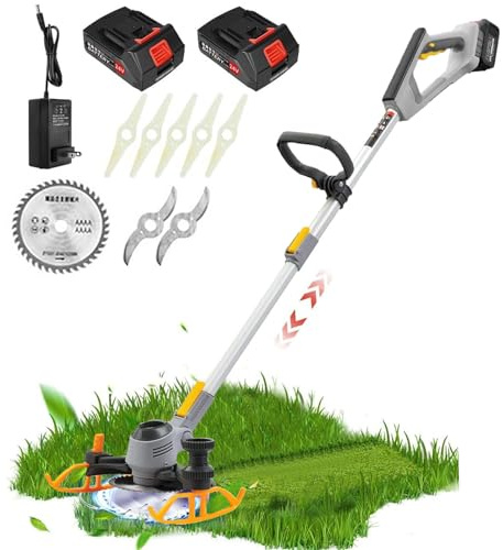 DéSherbeur, Coupe-Bordure et Tondeuse à Gazon sans Fil, Coupe-Bordure Rechargeable 3 en 1, Coupe-Bordure à Hauteur RéGlable pour Jardin et Cour (avec 3 Types de Lames)