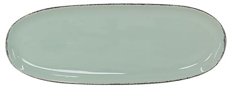 Van Well | URBAN Platte 34x12,5 cm grün - Steinzeug Servierplatte groß Buffet-Platte Käseplatte, zum Servieren & Dekorieren