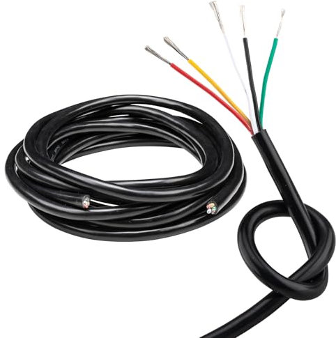 URCIANOW Cavo a Cinque Conduttori Cavo 16AWG 5×1,3mm² Filo 16AWG 5 Conduttori Cavo di Prolunga 5 Metri UL2464 Tensione 300V Filo 1,3 mm² con rivestimento in PVC Nero Prolunghe per Elettrodomestici