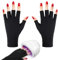Gjinxi UV-Handschuhe für Nagelschelmgel, 1 Paar UV-Schutzhandschuhe für Nägel Kunst Lampe Lichtschutz Maniküre-Pflege Fingerlose Handschuhe Anti-Sonnen-Frauen (Schwarz)