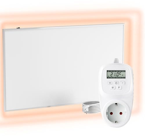 UMBRELLA® Infrarot Wandheizung mit Thermostat [INKL. TH12 THERMOSTAT] – Infrarotheizung Wandmontage Heizkörper – Carbon Crystal Infrarotheizung – Paneel Badezimmer geeignet – (Modell F700-700W)