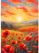 DPHERO DIY Mohnblumen Diamant Painting Bilder für Erwachsene Anfänger,5D Blumen Diamond Painting Set,DIY Sonnenuntergang Runde Steine Diamant Kunst Kits, Diamant Painting für Zuhause Dekor 30x40 cm
