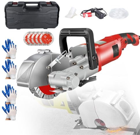 forplubossmmp Rainureuse Murale Électrique 7500 TR/Min/Machine De Découpe De Rainures Murales avec Profondeur De Coupe De 1,45 Po Et Largeur De 1,3 Po/Machine De Rainurage De Béton Mural,Red