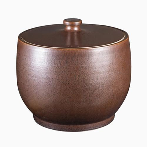 HOLGVE Large Ceramic Rice Jar Bucket, Rice Container Ceramic Rice Cylinder With Lid, Grain Dispenser, Food Storage Container, Chinese Kitchen Sealed torage Box, for Flour, Coffee(Brown,15KG)