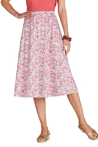 Chums Ladies Floral Print Skirt with Easy Pull-On Elasticated Waist Peach