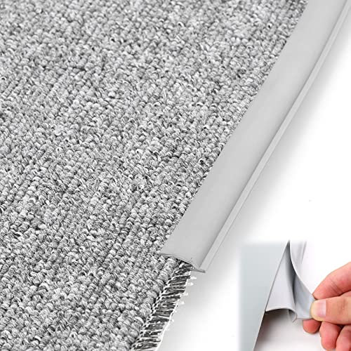 Grey Self Adhesive Carpet Edging Trim for Wood Floor Tile Wall Door Mat Flexible Edge Banding Strips Corner Protector Peel and Stick Molding 29.5ft