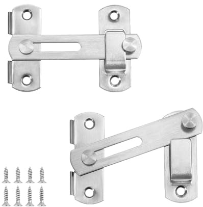 Bebochoi Pack of 2 Stainless Steel Flip Latch Gate Locks, Stainless Steel Door Latch with Screws, Security Door Lock for Door, Window, Furniture, Bathroom, Sliding Door Lock